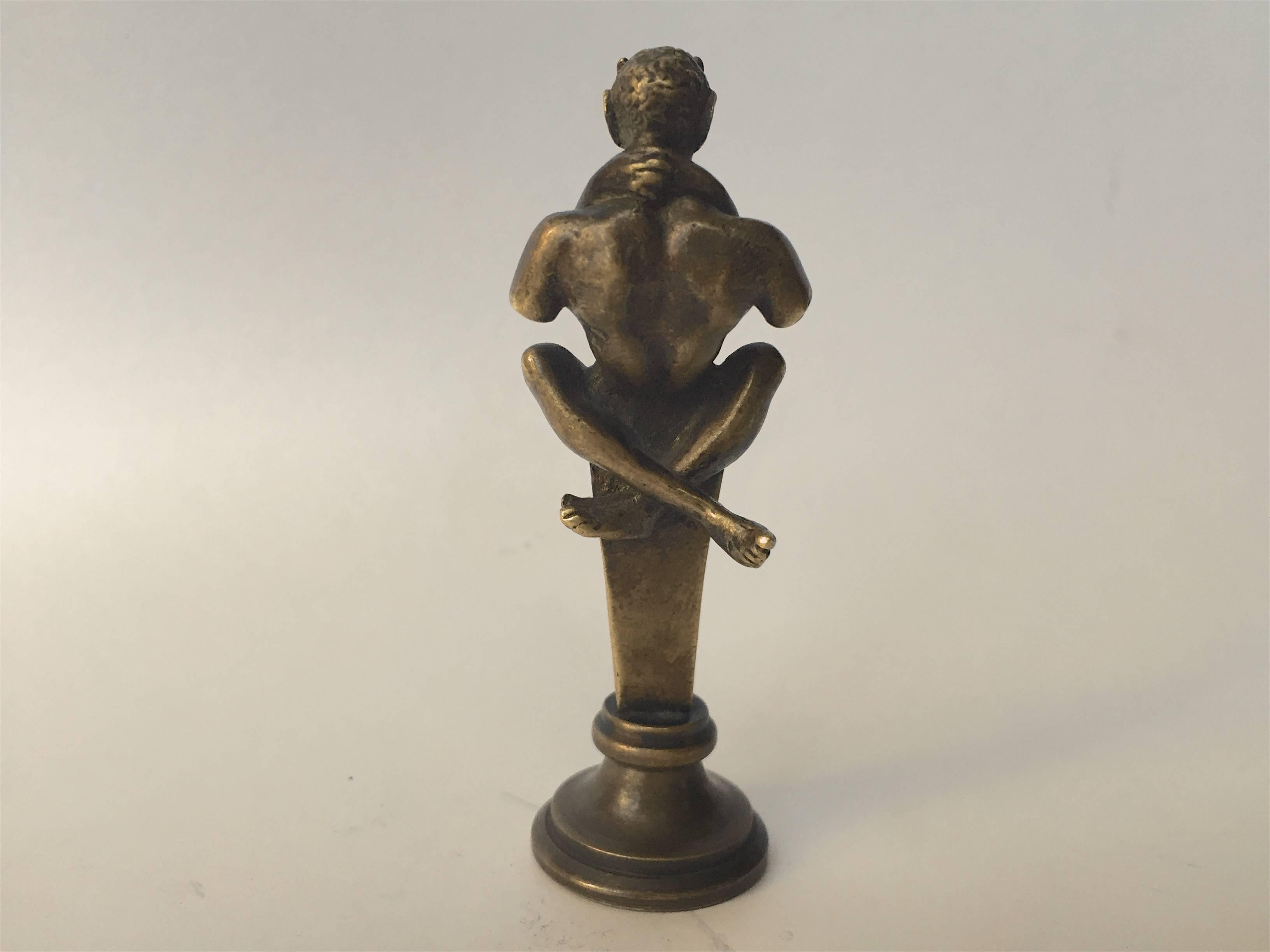 Art Nouveau Rare Austrian Miniature Bronze Wax Seal Erotic Subject Matter, 19th Century