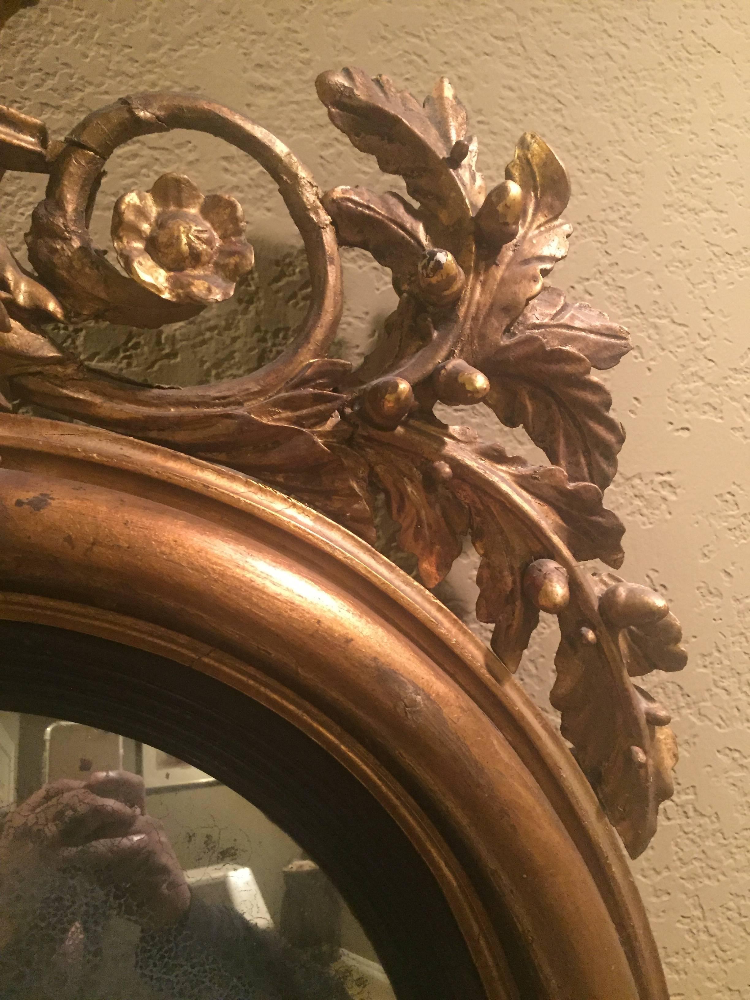 Regency Austrian 19th Century Carved Giltwood Bullseye Mirror For Sale