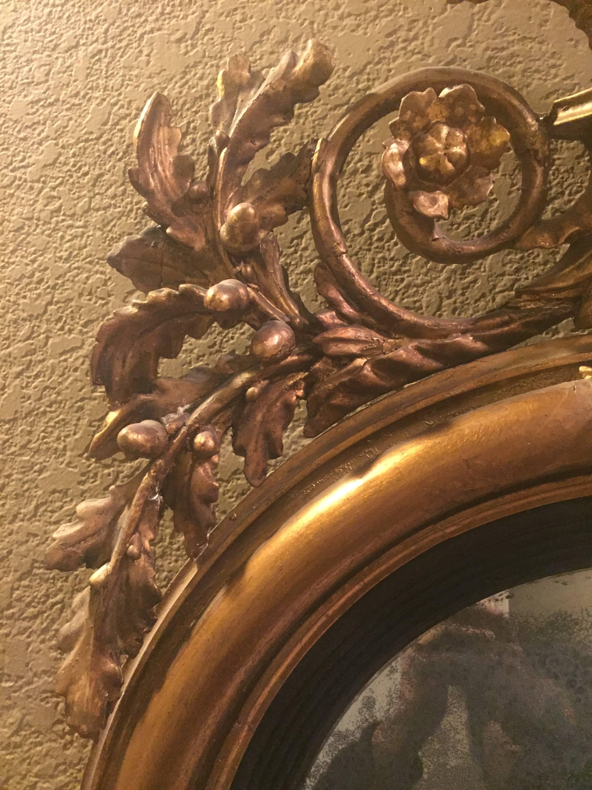 Austrian 19th Century Carved Giltwood Bullseye Mirror In Good Condition For Sale In Redding, CA