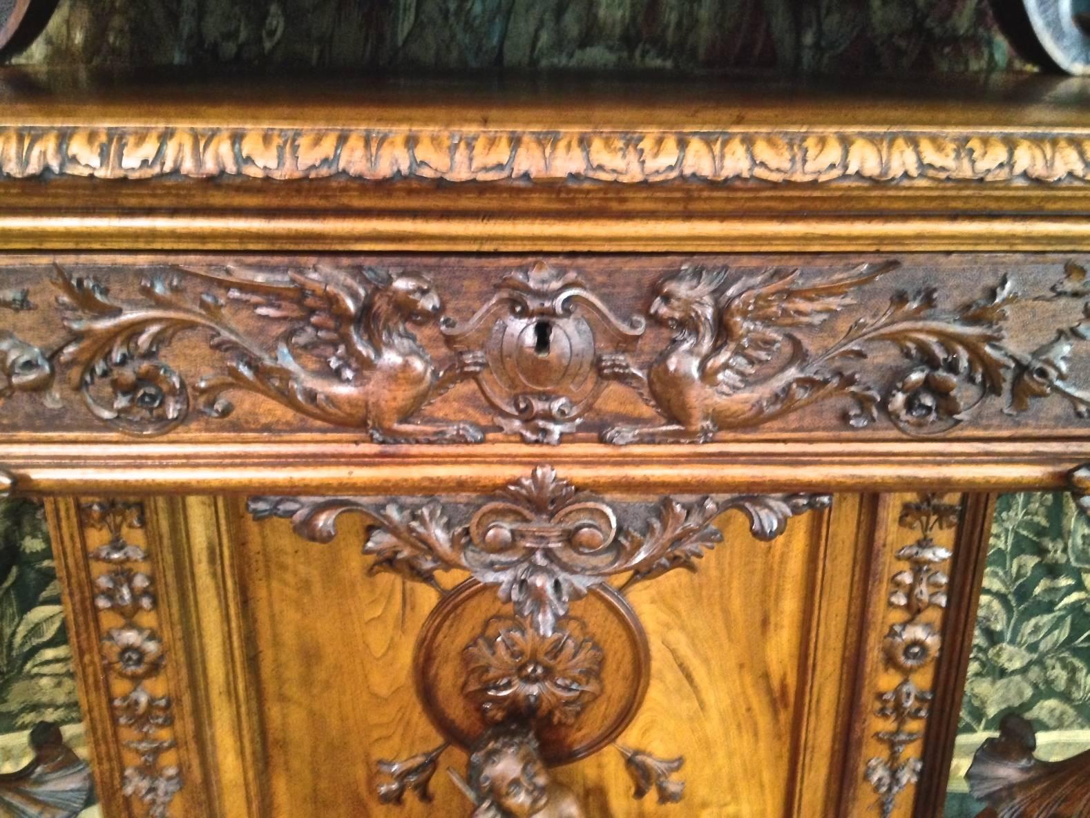 Italian Valentino Panciera Besarel Portfolio or Music Cabinet, Italy Renaissance Revival For Sale