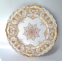 Coalport Raised Paste Gilt Dinner Plates with Cornucopias, England, circa 1900