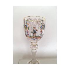 Eight Lobmeyr Style Wine Glasses, Austria, circa 1900, Hand-Painted, Extra Tall