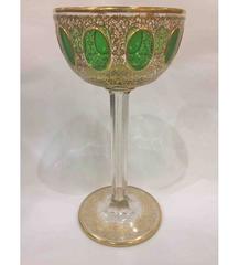 Moser Glass Two Color Compote with Gilt Decoration Tall Size, circa 1900