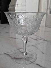 Webb Wheel Carved Set of Cut Glass Stemware English, circa 1920