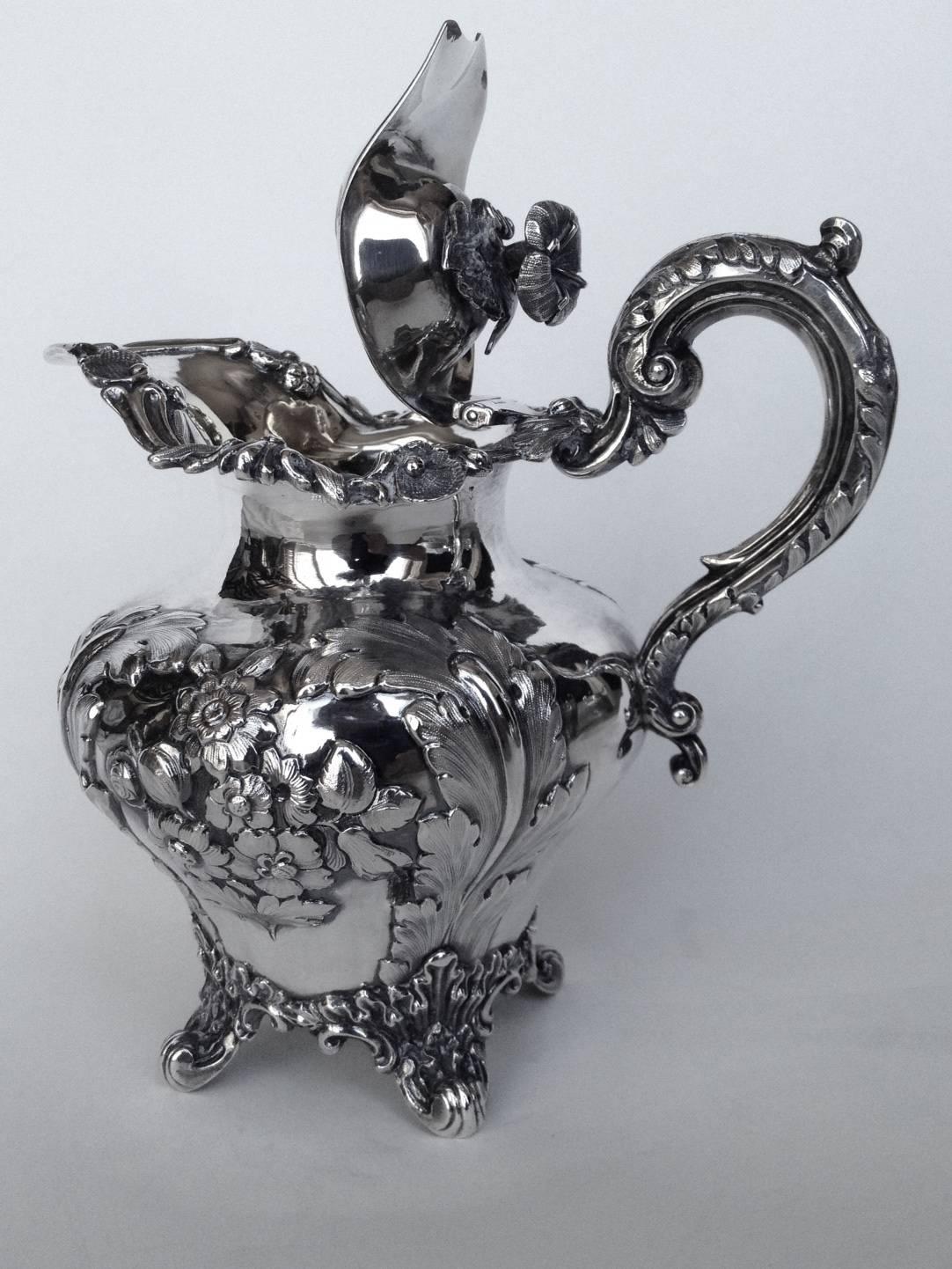 High Victorian English Sterling Tea Set John Edward Terrey, circa 1839 For Sale
