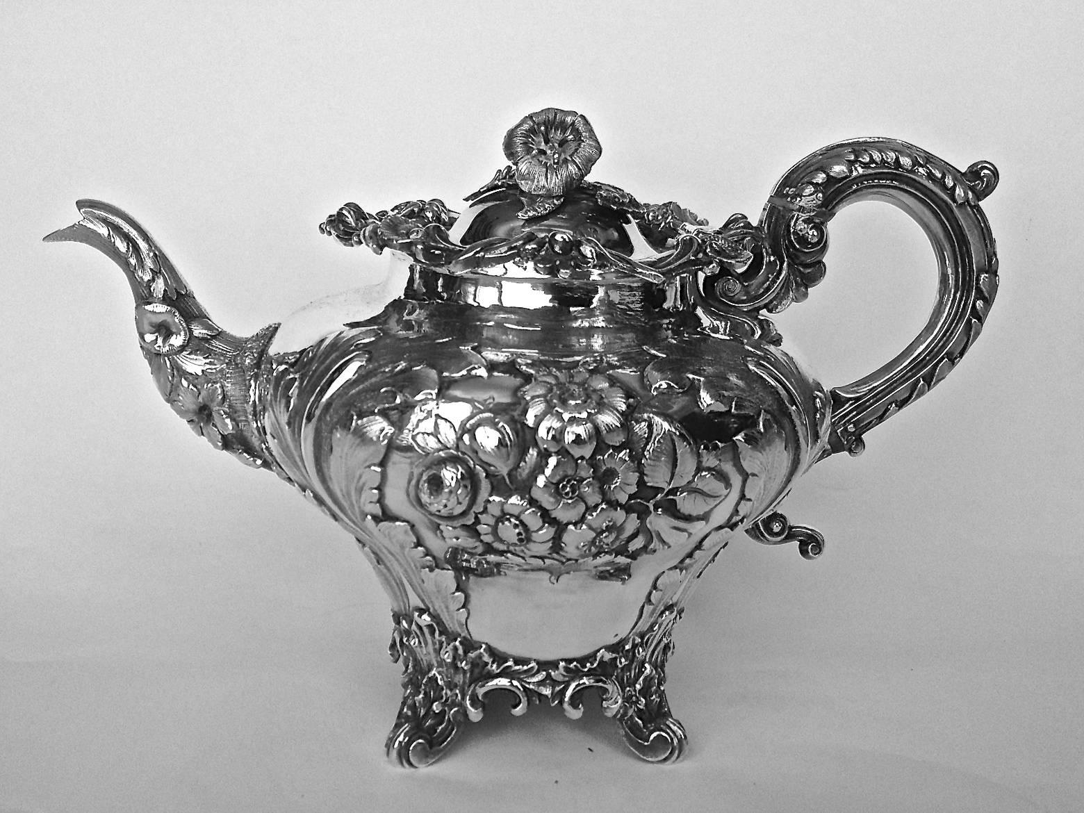 English Sterling Tea Set John Edward Terrey, circa 1839 For Sale 2