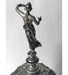 German 800. Fine Silver Standing Figural Covered Cup 19th Century