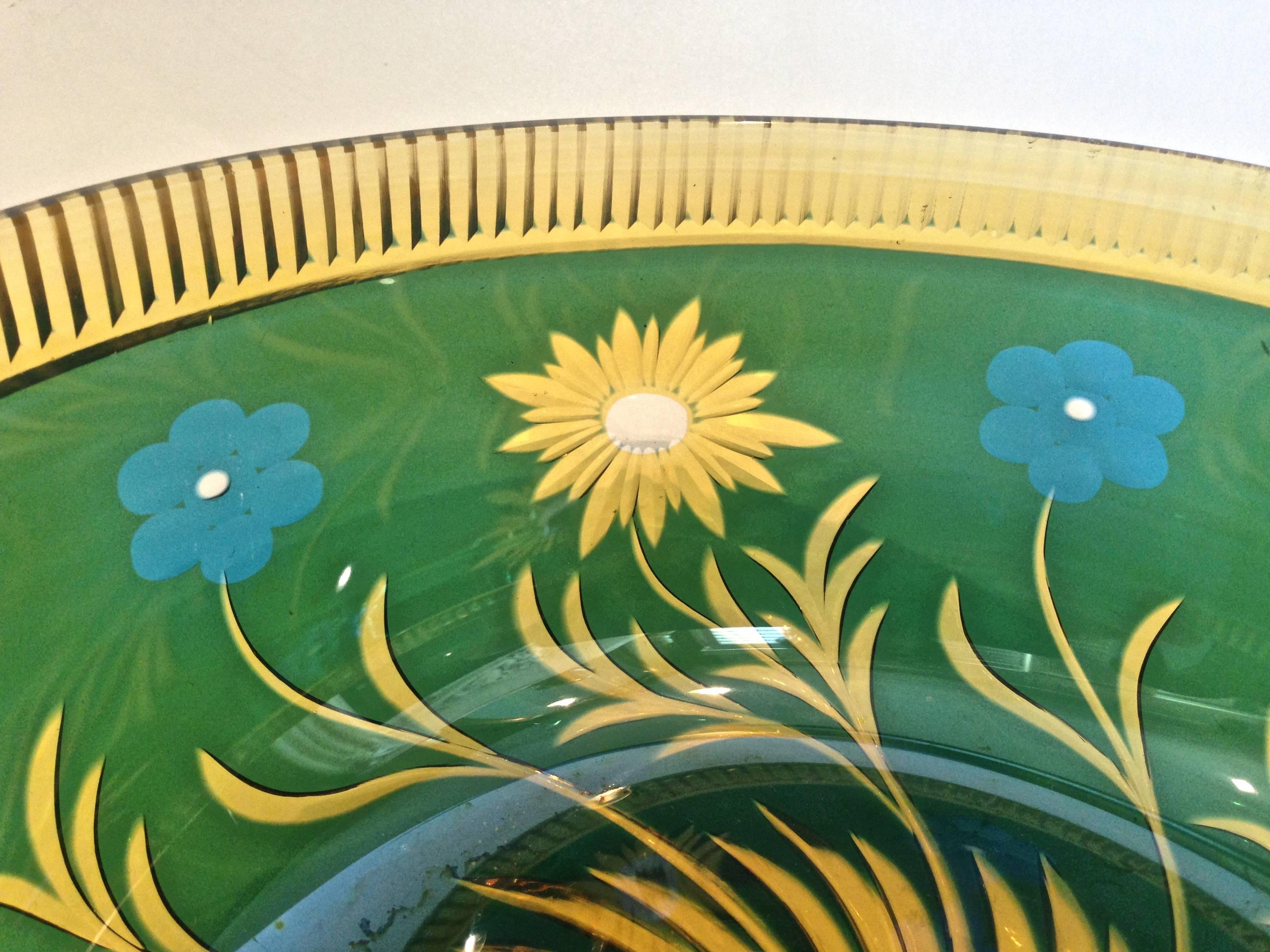 Outstanding Val St Lambert Four Color Bowl, circa 1940 In Excellent Condition In Redding, CA