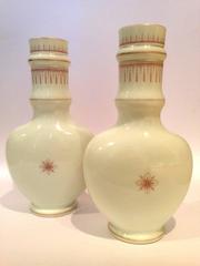 Beautiful French Glass Vases Painted with Playful Putti, circa 1890