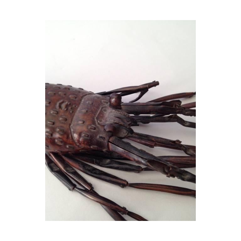 Hammered Fantastic Meiji Period Fully Articulated Patinated Copper Crawfish, circa 1900
