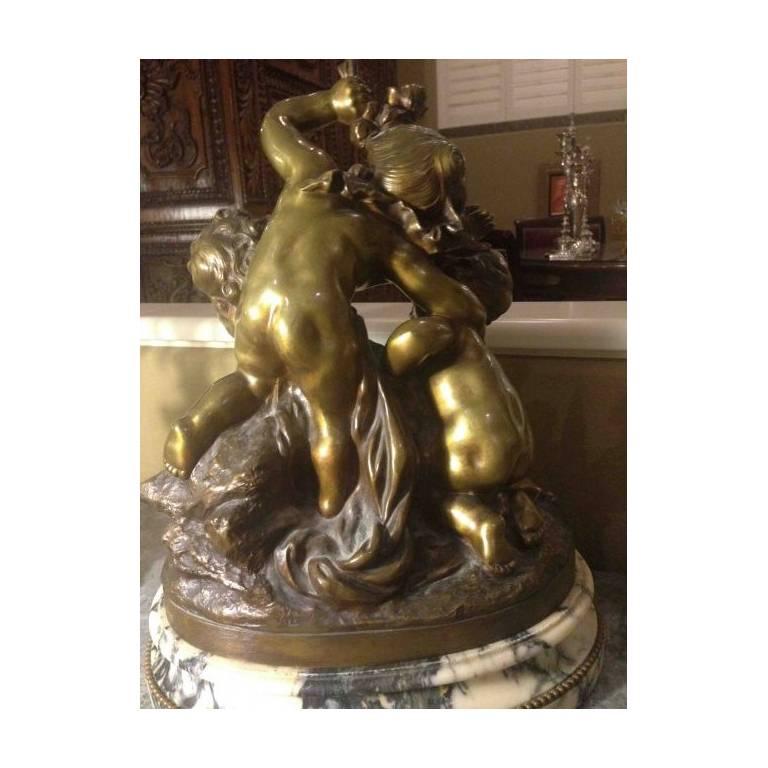 French World Famous Gilt Bronze Figure Group by Payer with Original Marble Base For Sale