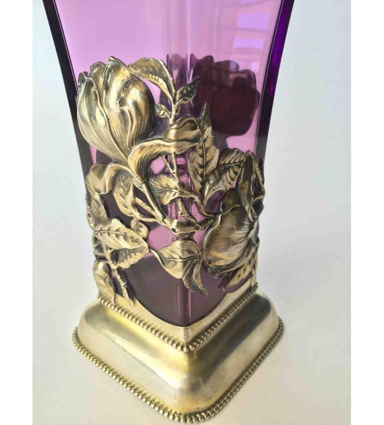 Fantastic quality silver mounts on this vase with purple glass always very popular. Art Nouveau period that will work well with any decor.