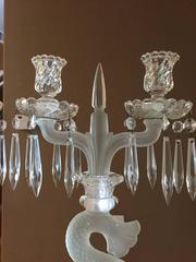 Baccarat Dolphin Candelabra Prisom Lusters Very Elegant, circa 1900