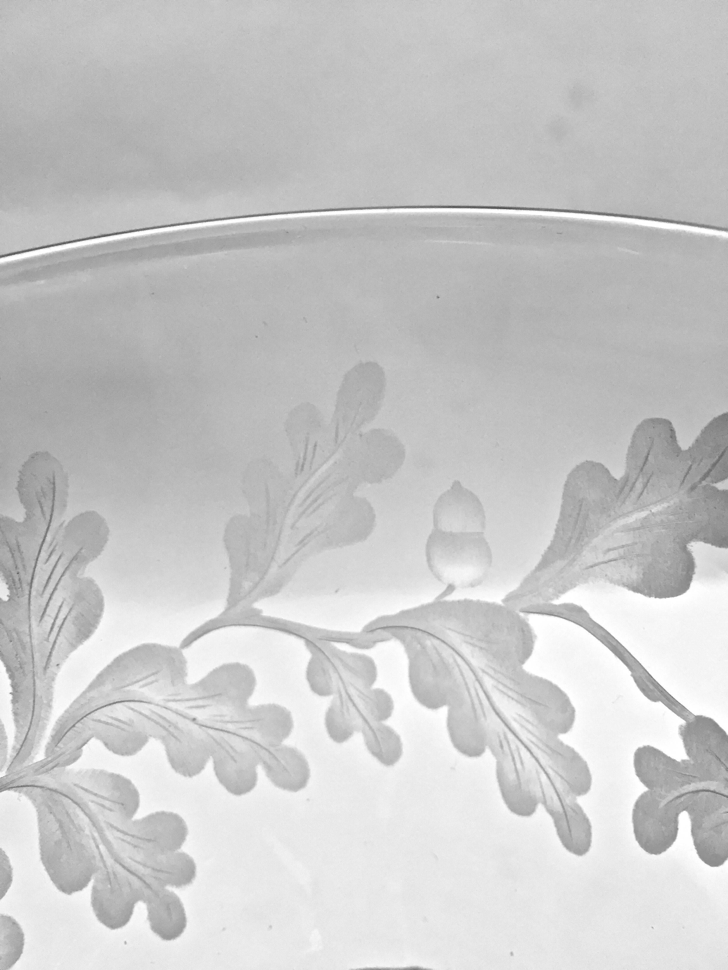 Webb Glass Co. Deeply Etched Stemware Oak Leaves and Acorns England 50s For Sale 3
