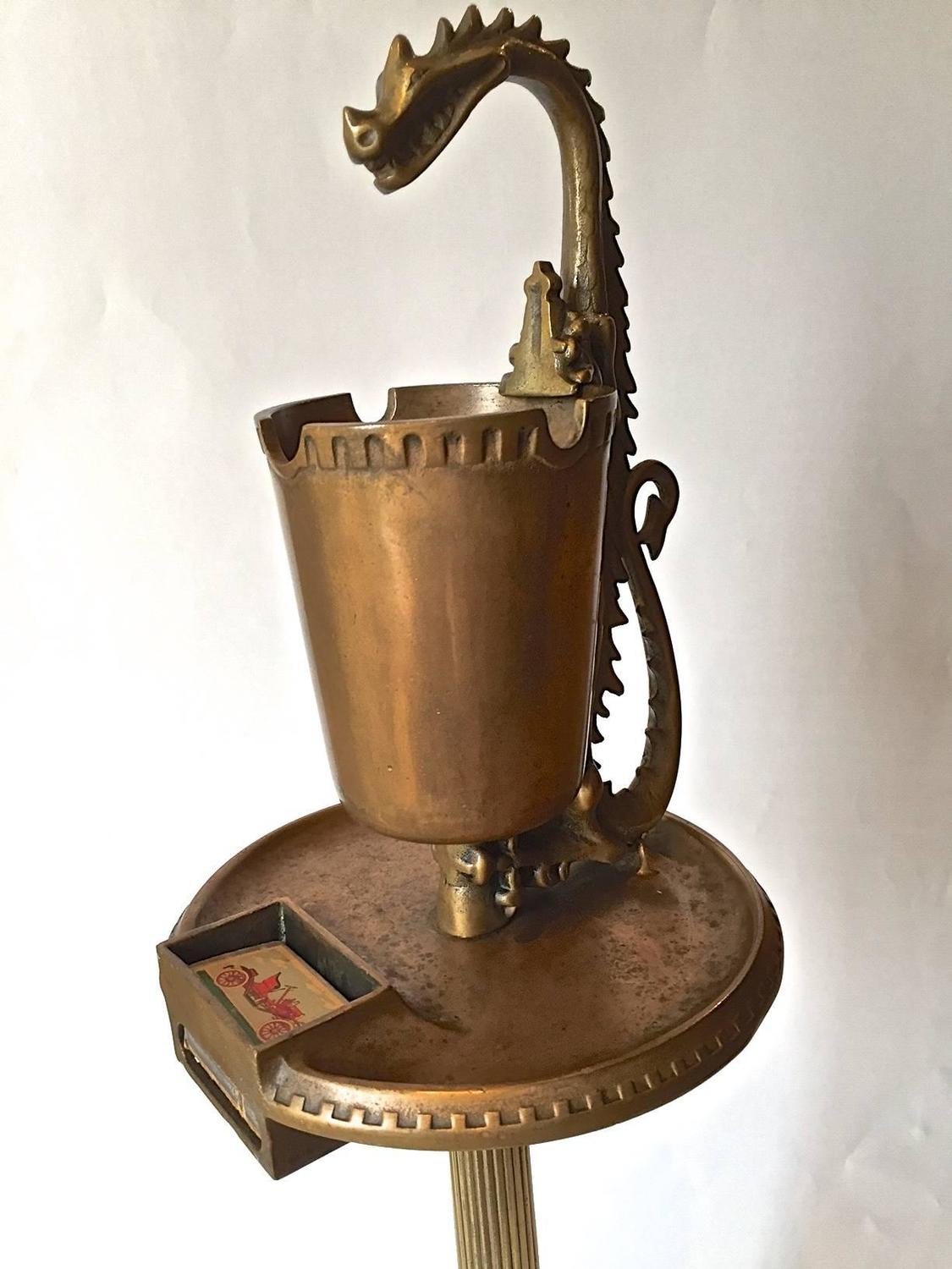 Alfred Dunhill Gilt Bronze Floor Standing Cigar Ashtray, circa 1920s