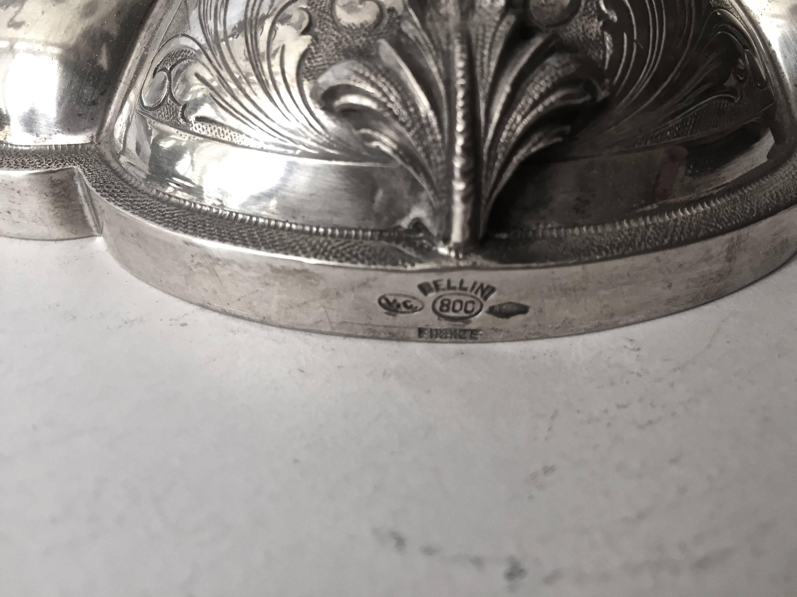 Beautiful Italian 800. Fine Silver Figural Candelabra, circa 1940 Signed Bilini For Sale 2