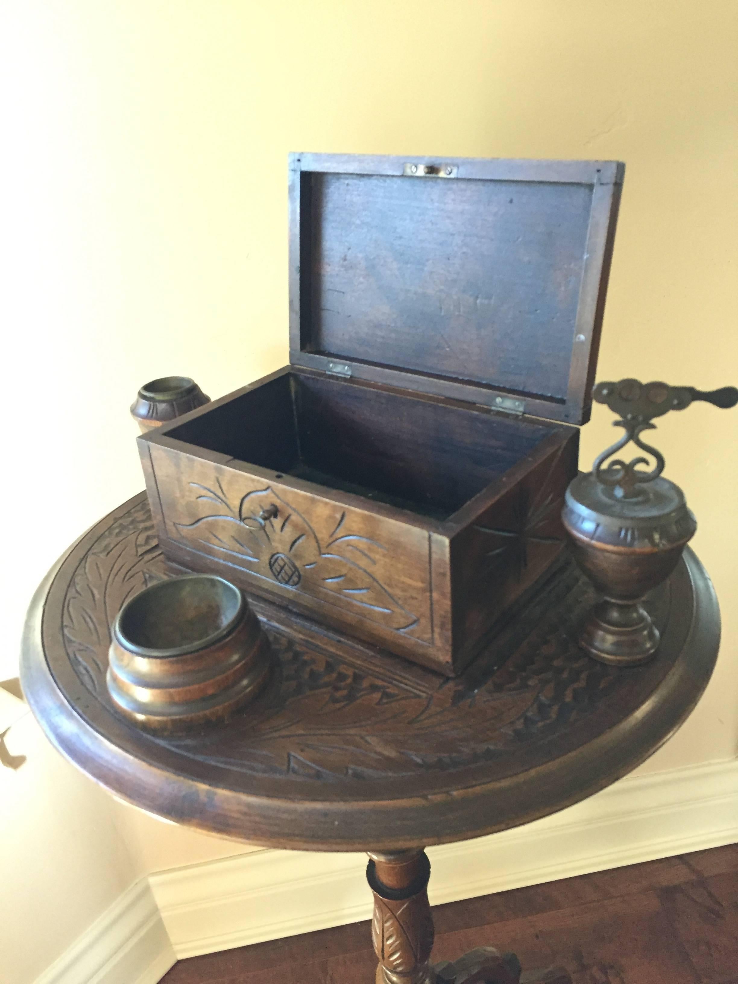 Antique German Black Forest Oak Smoking Stand, circa 1890 For Sale 1