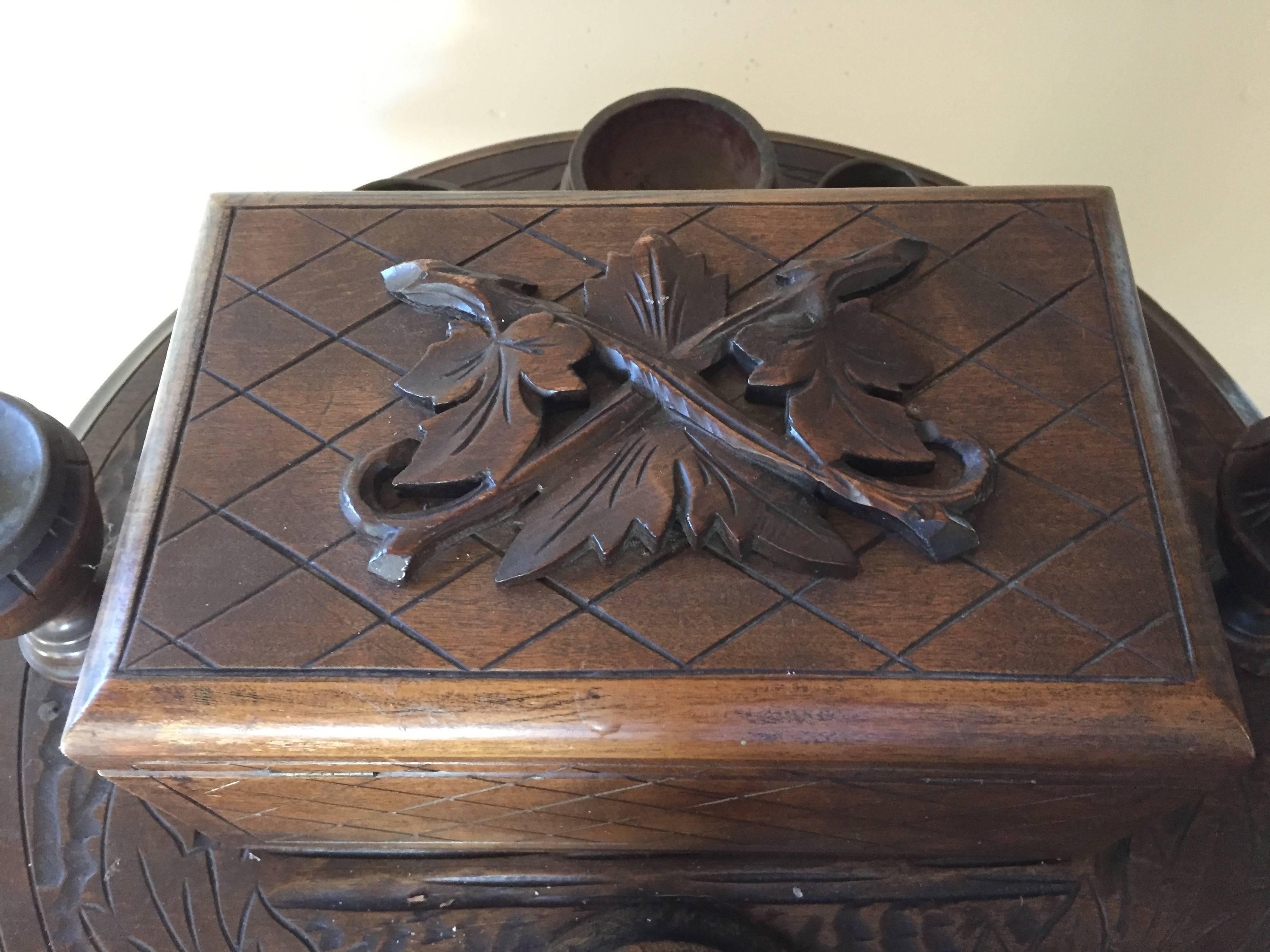 Antique German Black Forest Oak Smoking Stand, circa 1890 For Sale 3
