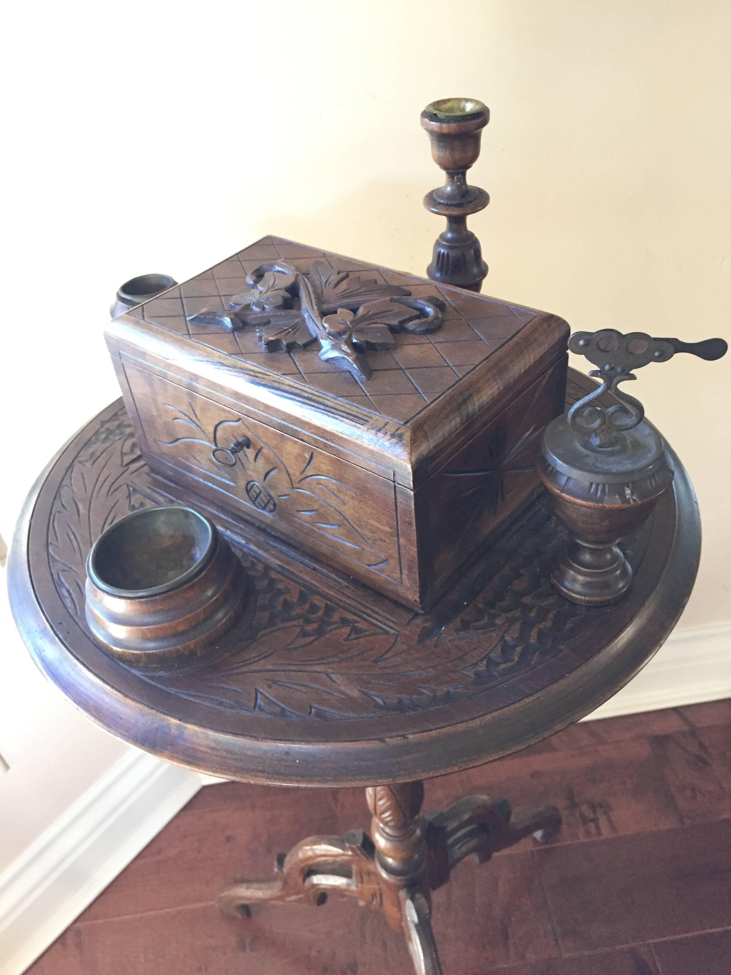 Antique German Black Forest Oak Smoking Stand, circa 1890 For Sale 5