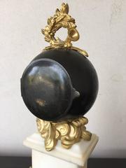 French Figural Clock Set Carrera Marble and Gilt Bronze Diminutive, circa 1900