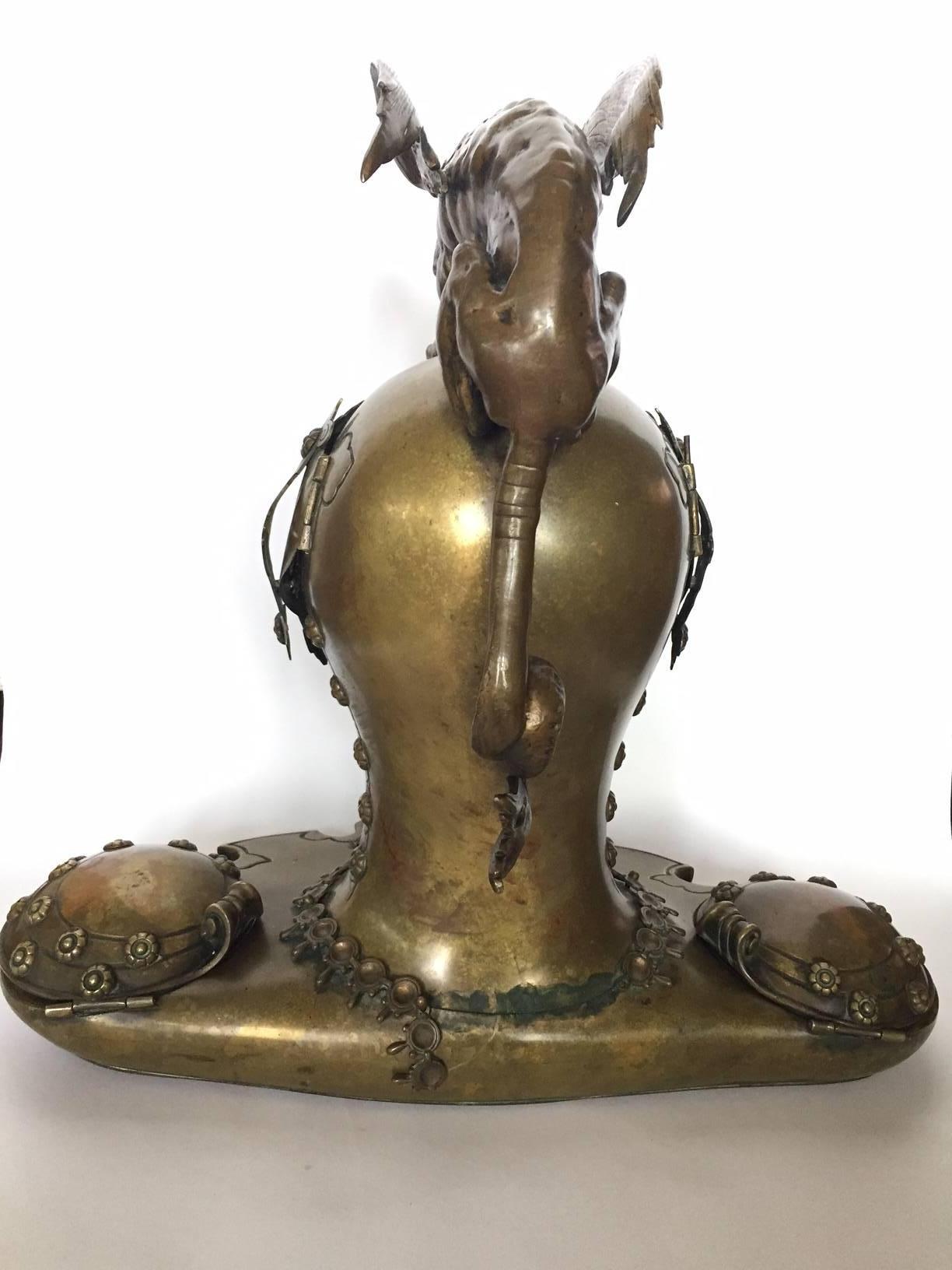 Late 19th Century French Bronze Knights Helmet Form Cigar Stand 19th Century 