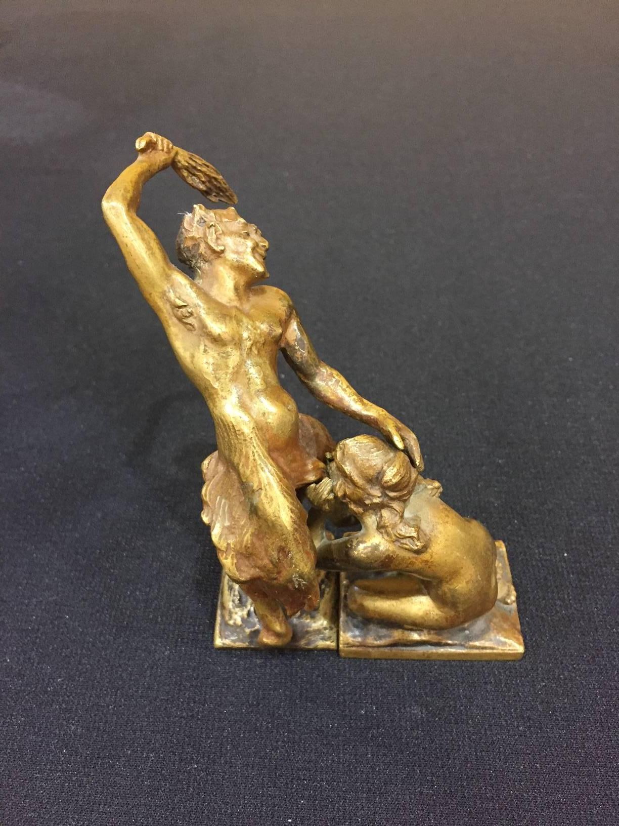 This is a very rare Model by Bergman one of the most popular of the bronze factories in Austria of the period. Remarkable details in the casting and
cold painted expertly. Someone we know uses these as a replacement
for fuzzy slippers as a hint,