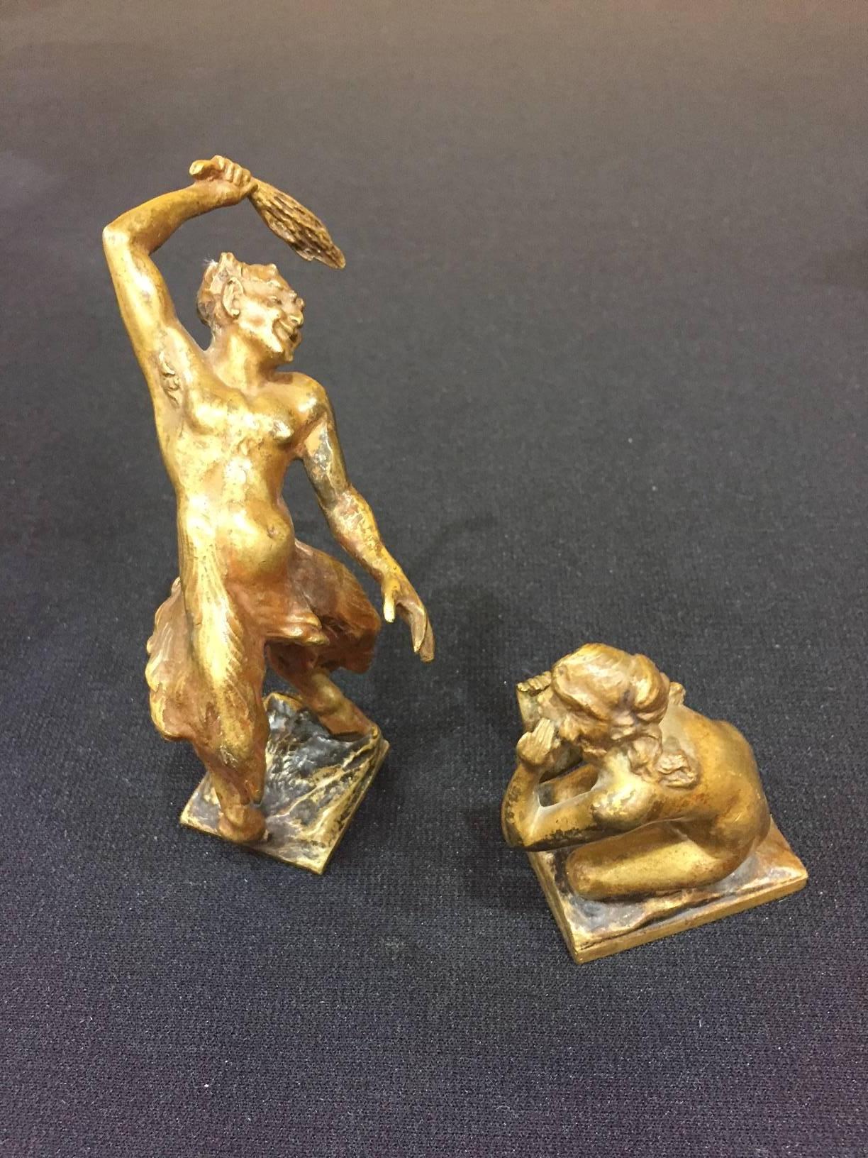Cast Erotic Austrian Bronze by Bergman Gilt and Cold Painted Art Nouveau, circa 1900 For Sale
