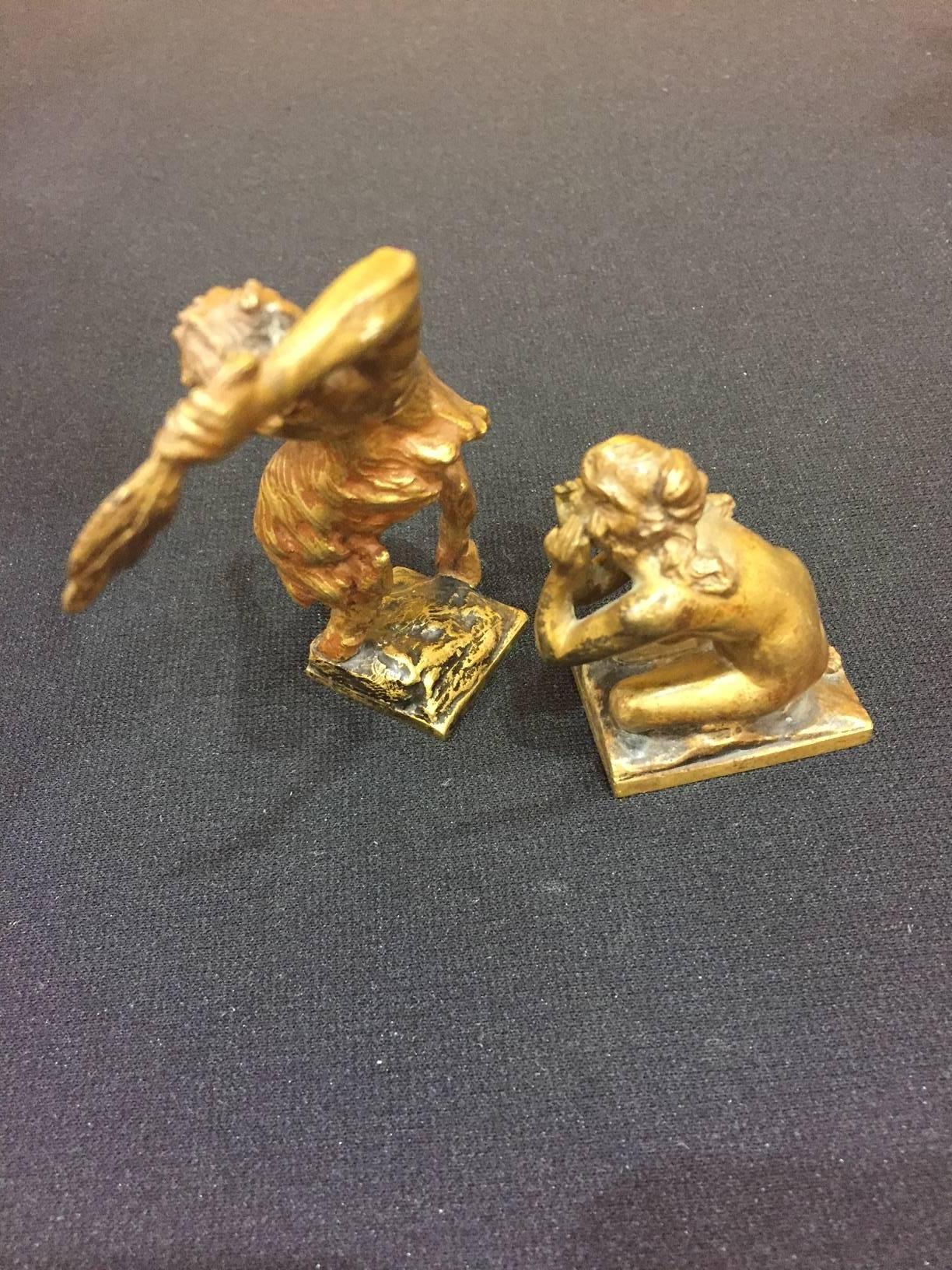 Erotic Austrian Bronze by Bergman Gilt and Cold Painted Art Nouveau, circa 1900 In Excellent Condition For Sale In Redding, CA