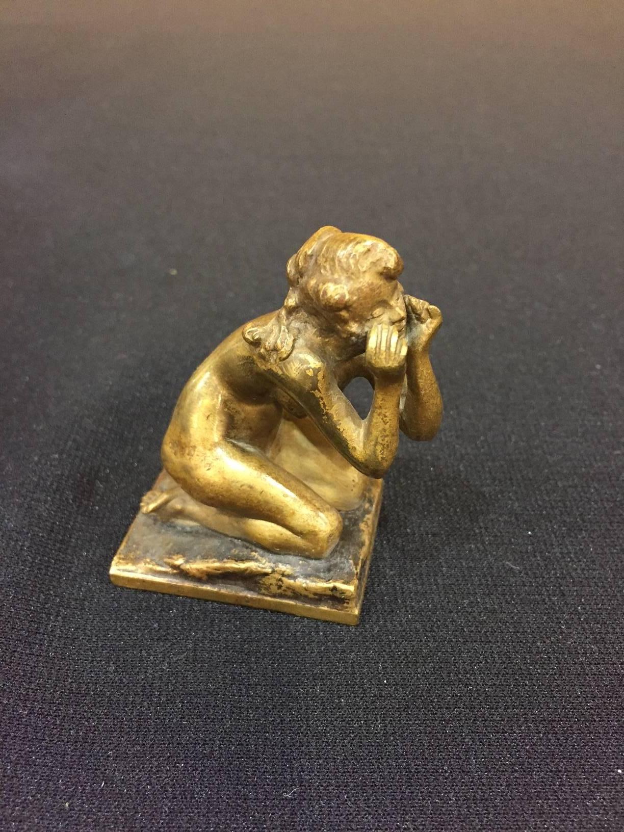 Early 20th Century Erotic Austrian Bronze by Bergman Gilt and Cold Painted Art Nouveau, circa 1900 For Sale