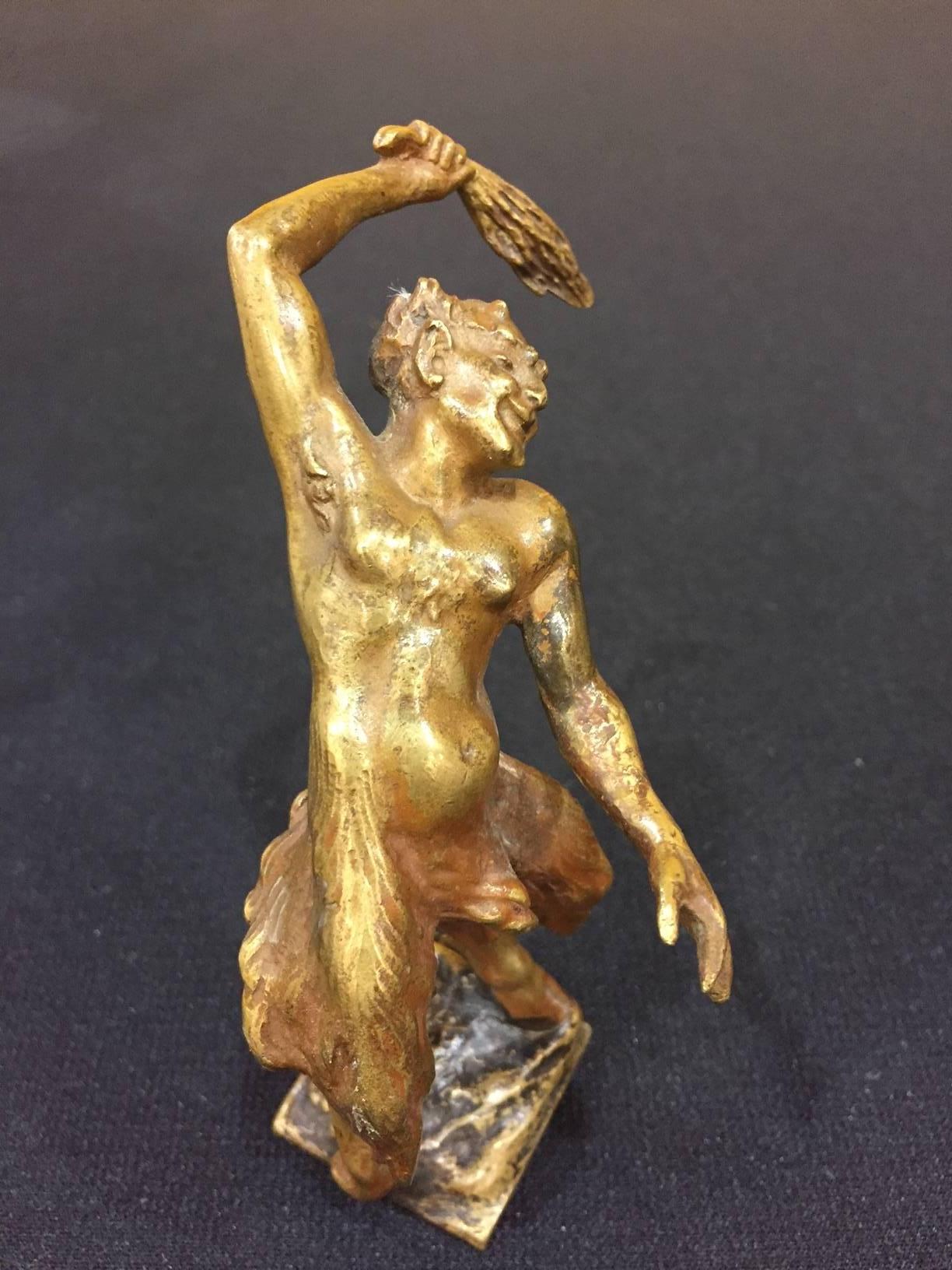 Erotic Austrian Bronze by Bergman Gilt and Cold Painted Art Nouveau, circa 1900 For Sale 1