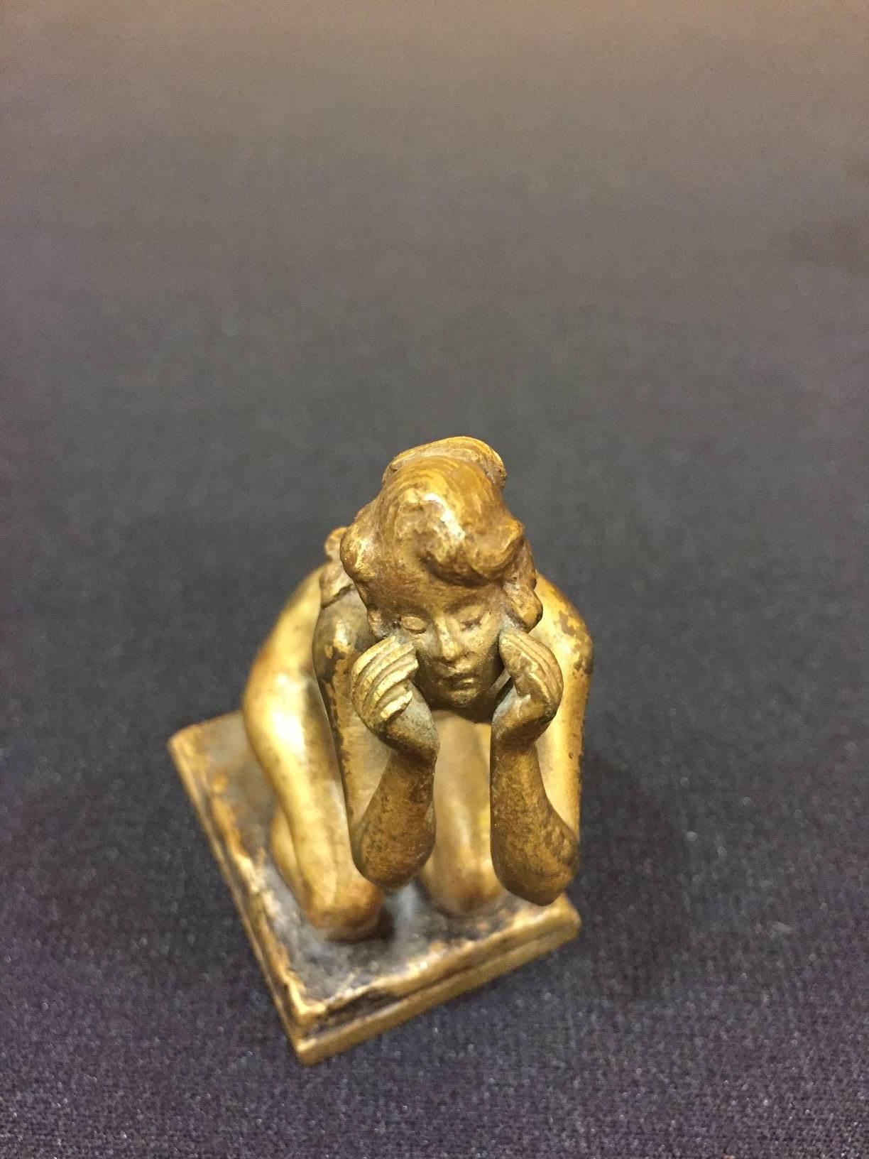 Erotic Austrian Bronze by Bergman Gilt and Cold Painted Art Nouveau, circa 1900 For Sale 2