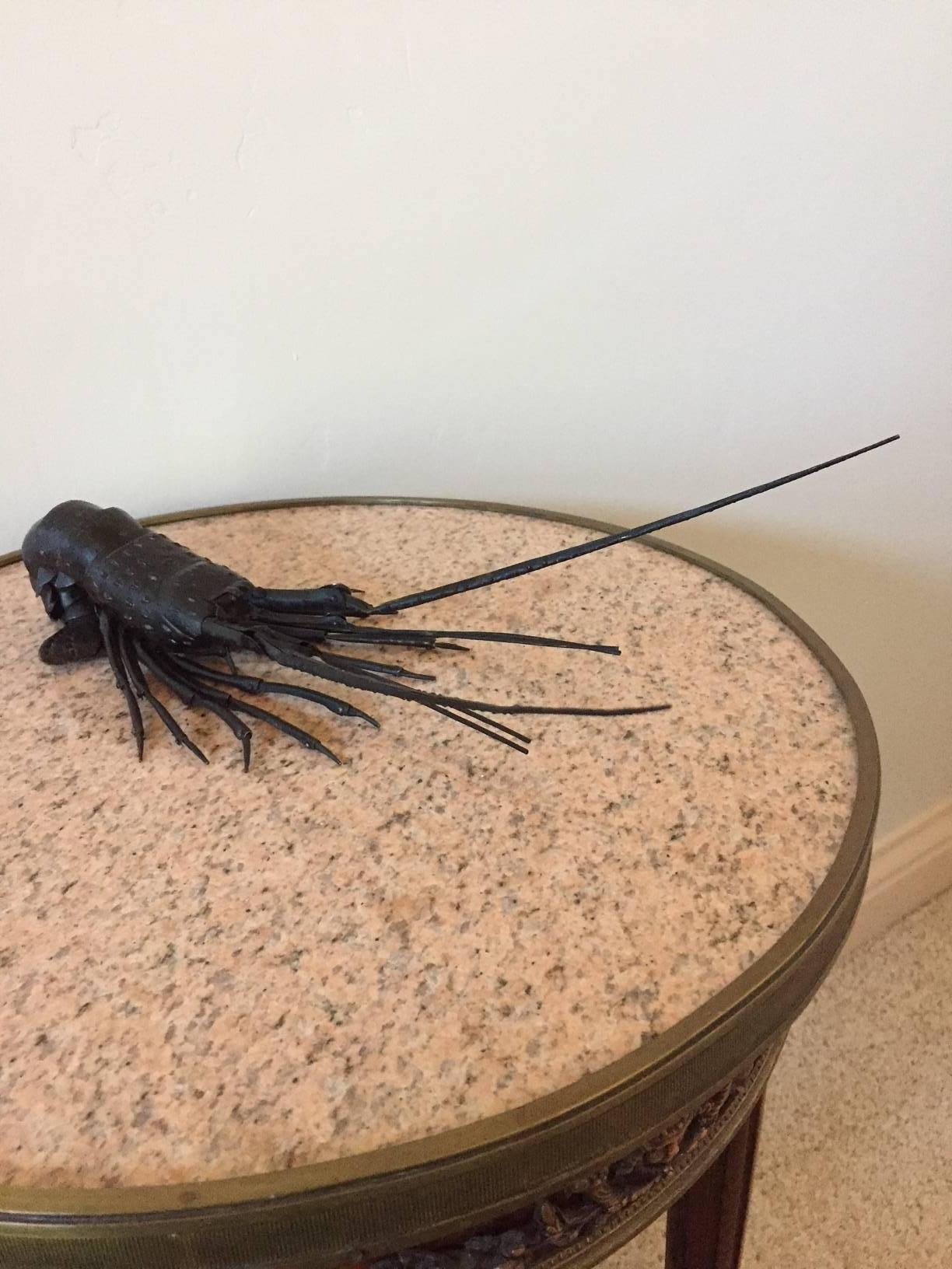 Copper Japanese Articulated Crawfish Signed, circa 1890, Meiji Period For Sale