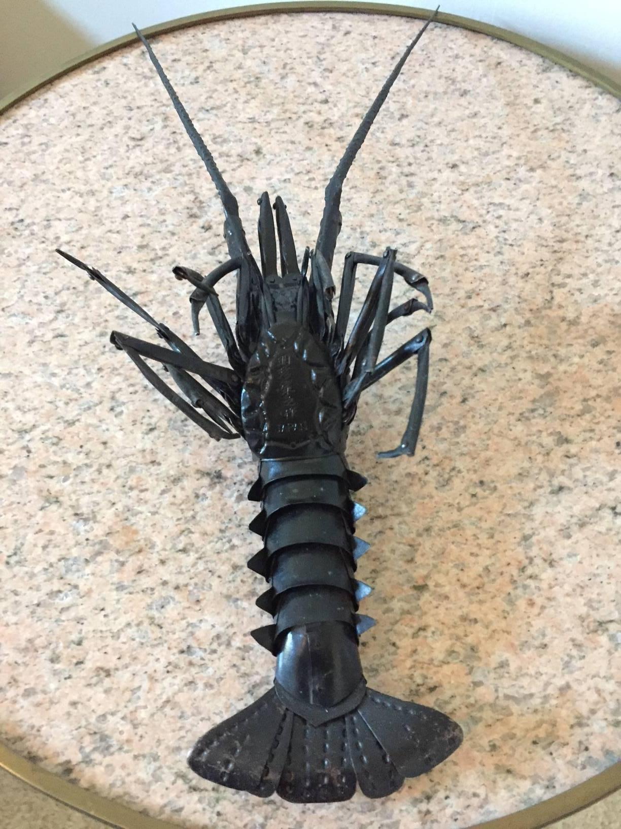 Patinated Japanese Articulated Crawfish Signed, circa 1890, Meiji Period For Sale