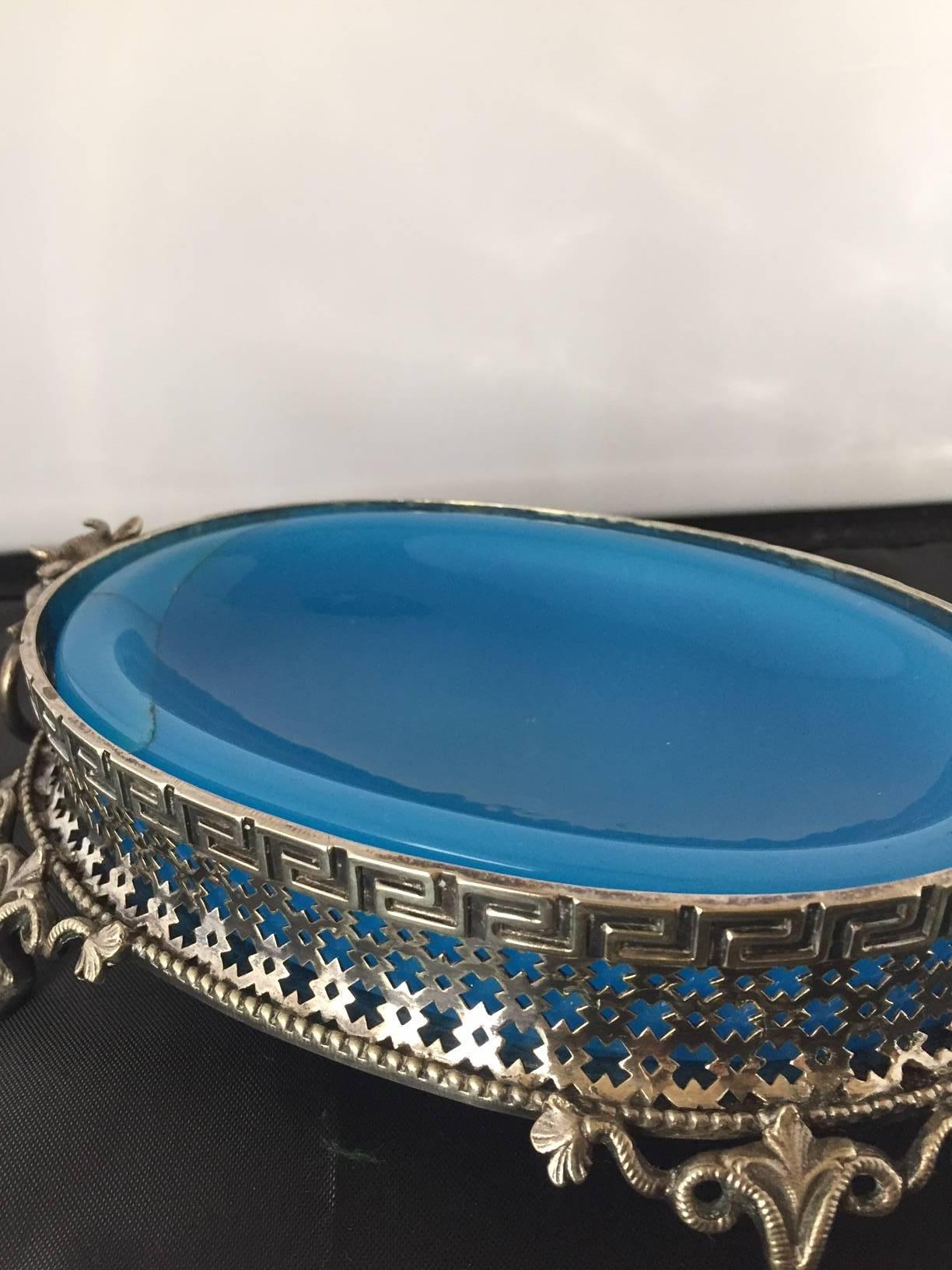 vintage silver butter dish