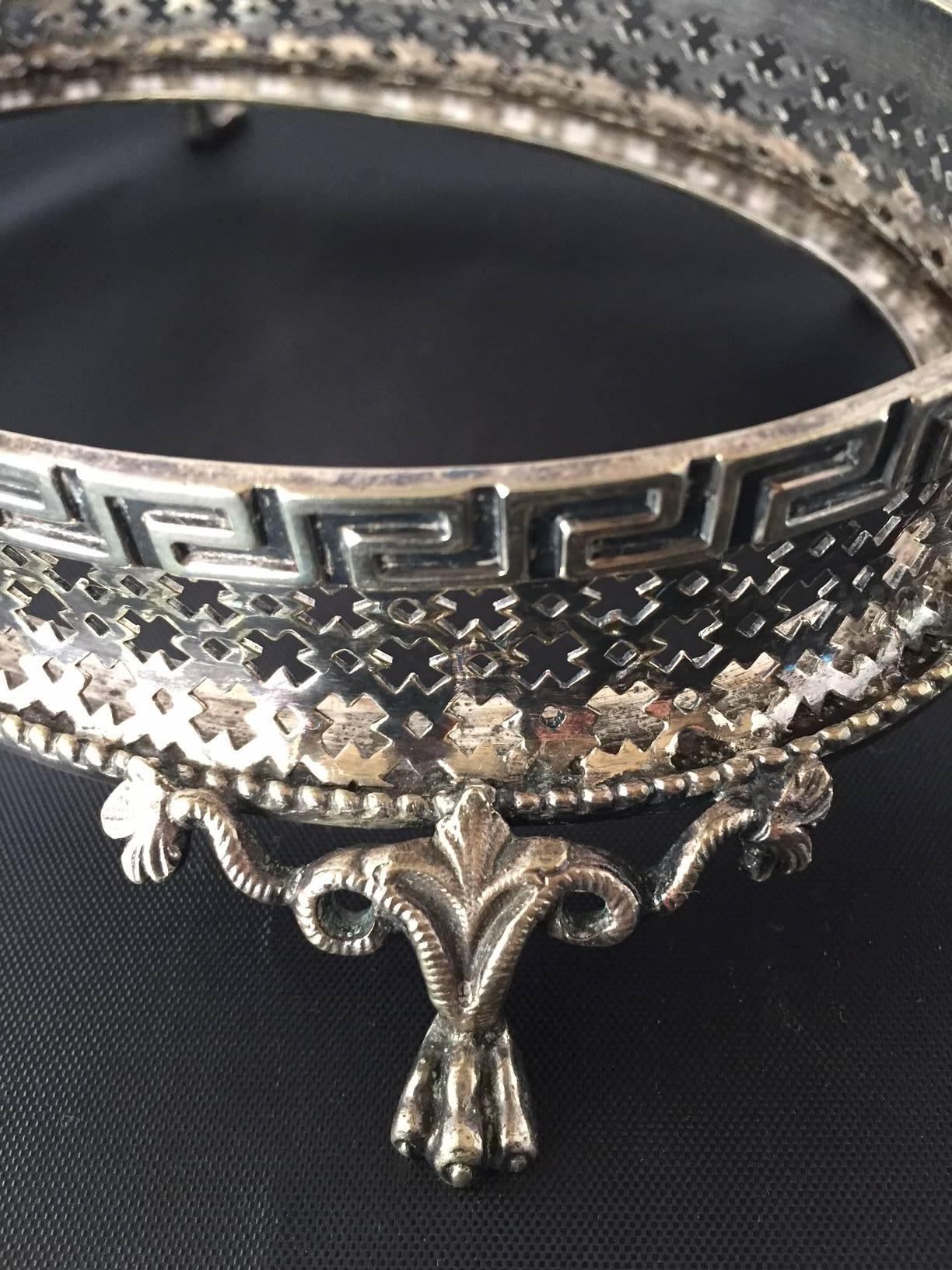 Cast French 19th Century Silver Plated Pierced Dome Butter Dish 