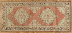 Tapis antique Oushak, tapis oriental fait main, corail, beige, taupe fine