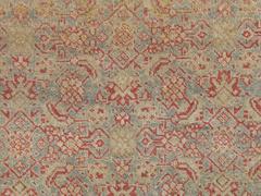 Antique Tabriz Carpet Handmade Persian Rug in Floral Gold Light Blue Coral Taupe