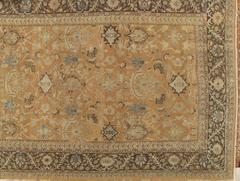 Antique Persian Sultanabad Carpet, Handmade Oriental Rug, Brown, Peach Soft Blue