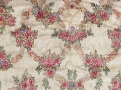 Antique Kerman Carpet, Handmade Persian Rug, Wool Carpet, Pink Red, Green, Ivory