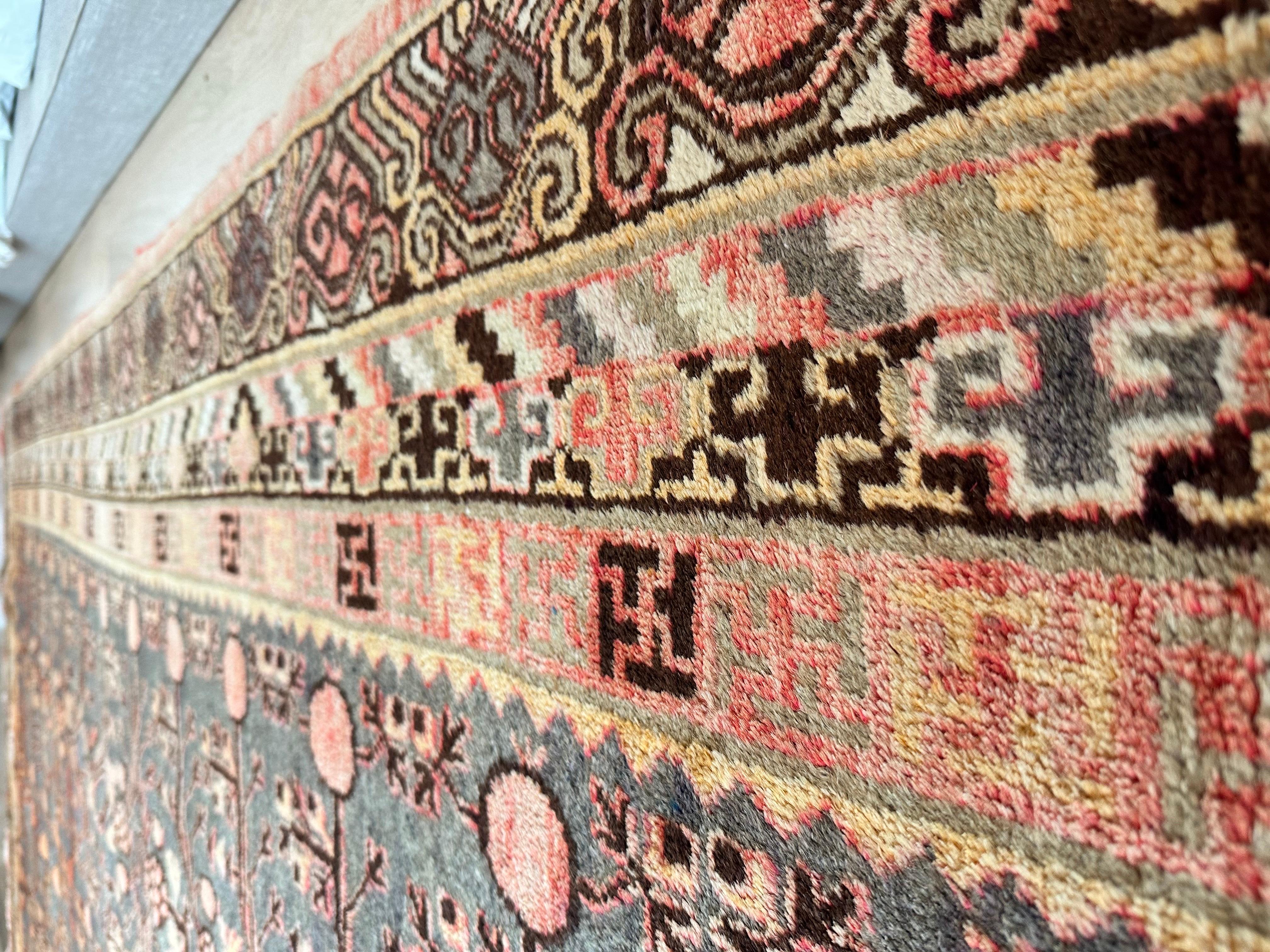 Vintage  Alfombra Khotan, alfombra oriental hecha a mano, gamba suave, beige, marrón, azul-gris Turquestán en venta