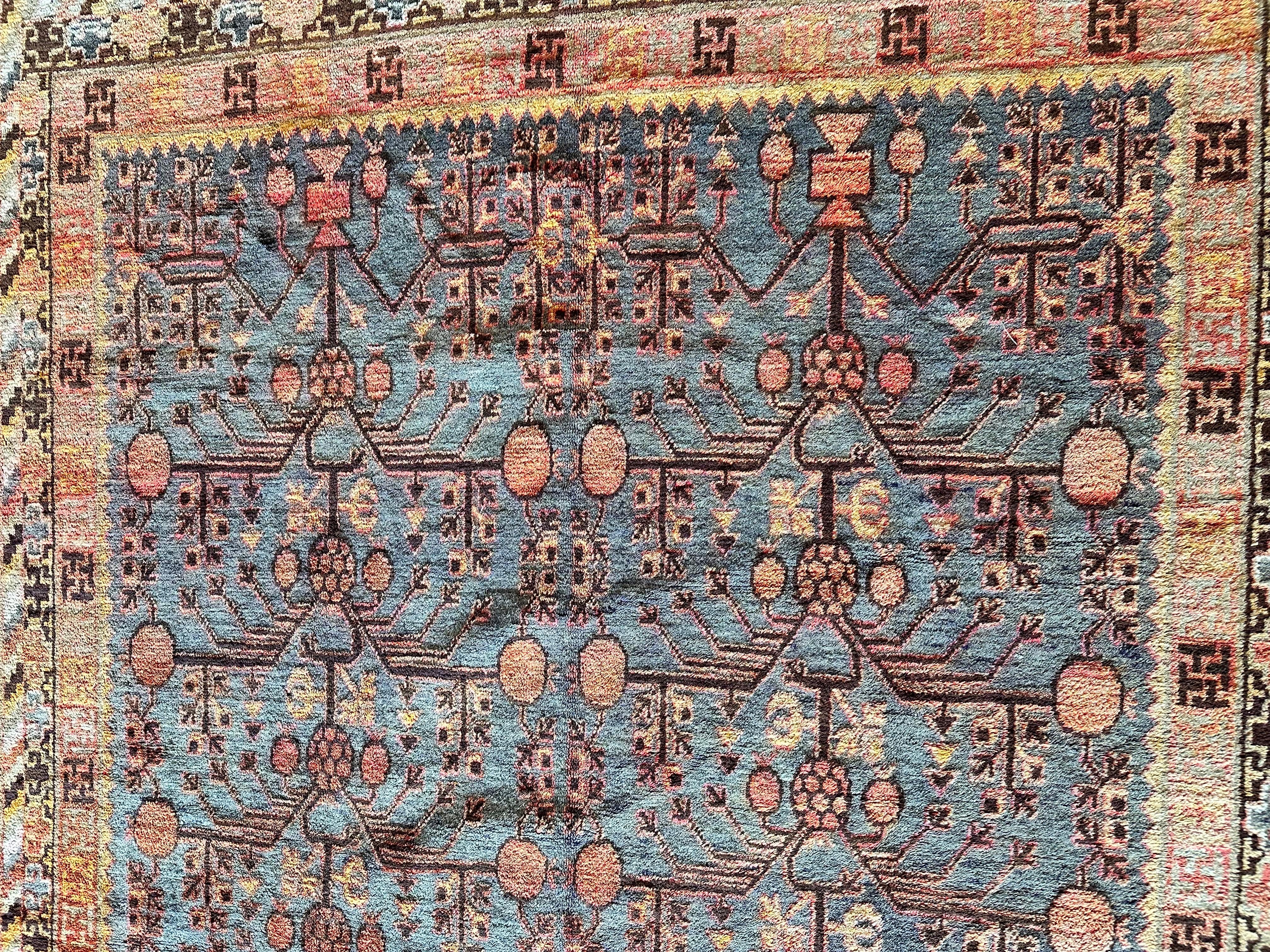 Vintage  Alfombra Khotan, alfombra oriental hecha a mano, gamba suave, beige, marrón, azul-gris Lana en venta