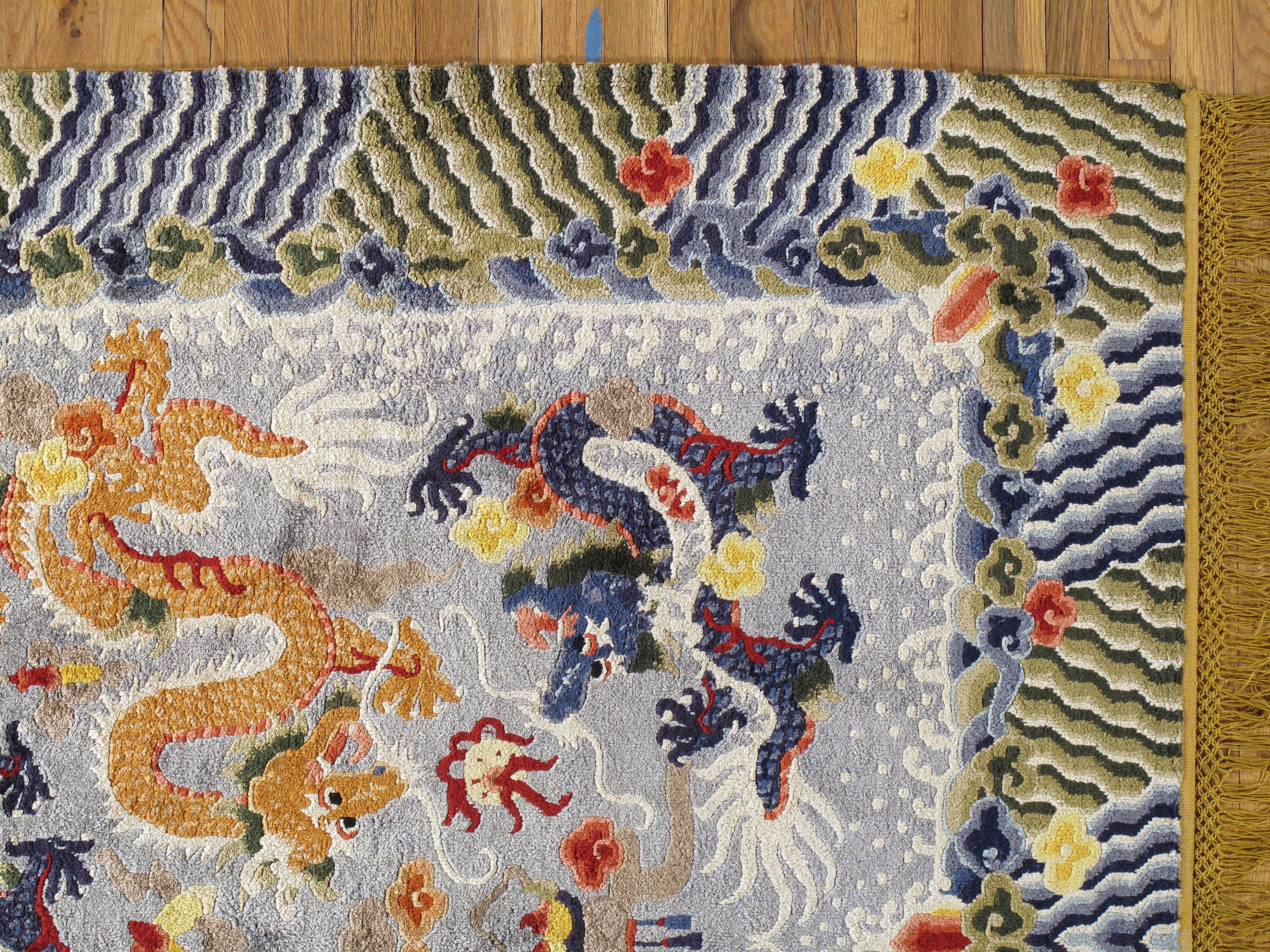 Chinese Export Rare Chinese Silk Carpet