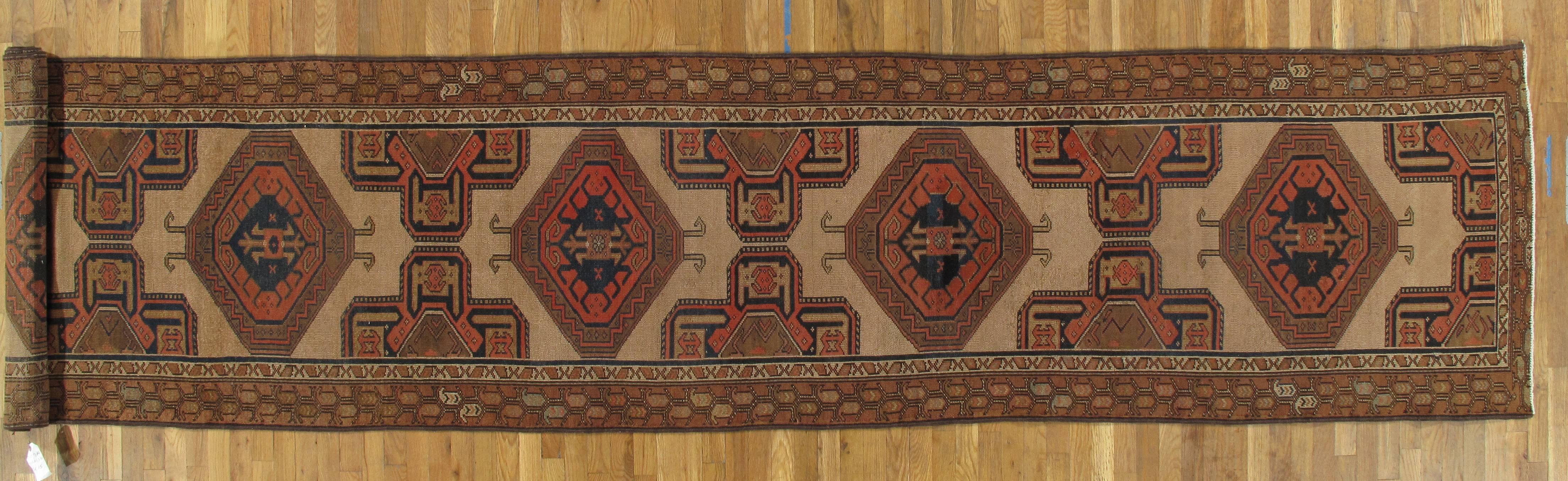 Hand-Knotted Antique Persian Serab Runner