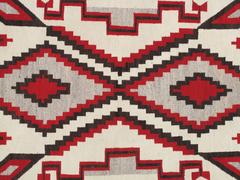 Vintage Navajo Carpet, Oriental Rug, Handmade Wool Rug, Red, Black, Ivory, Bold