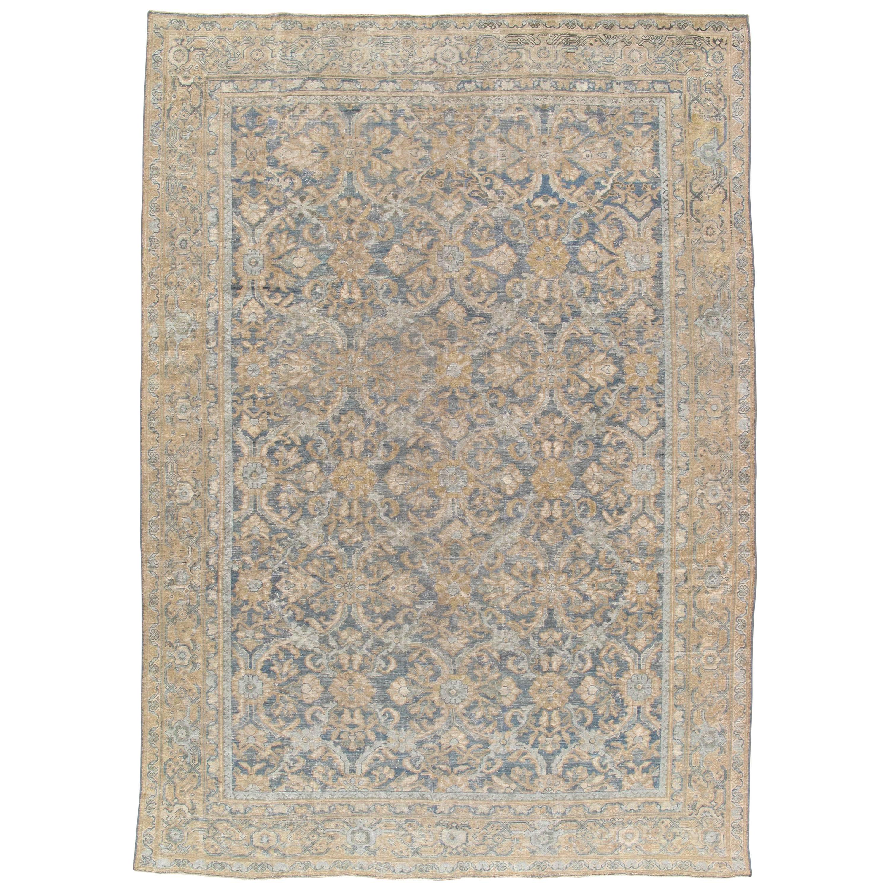 Antique Persian Sultanabad Carpet, Handmade Oriental Rug, Light Blue, Taupe Fine