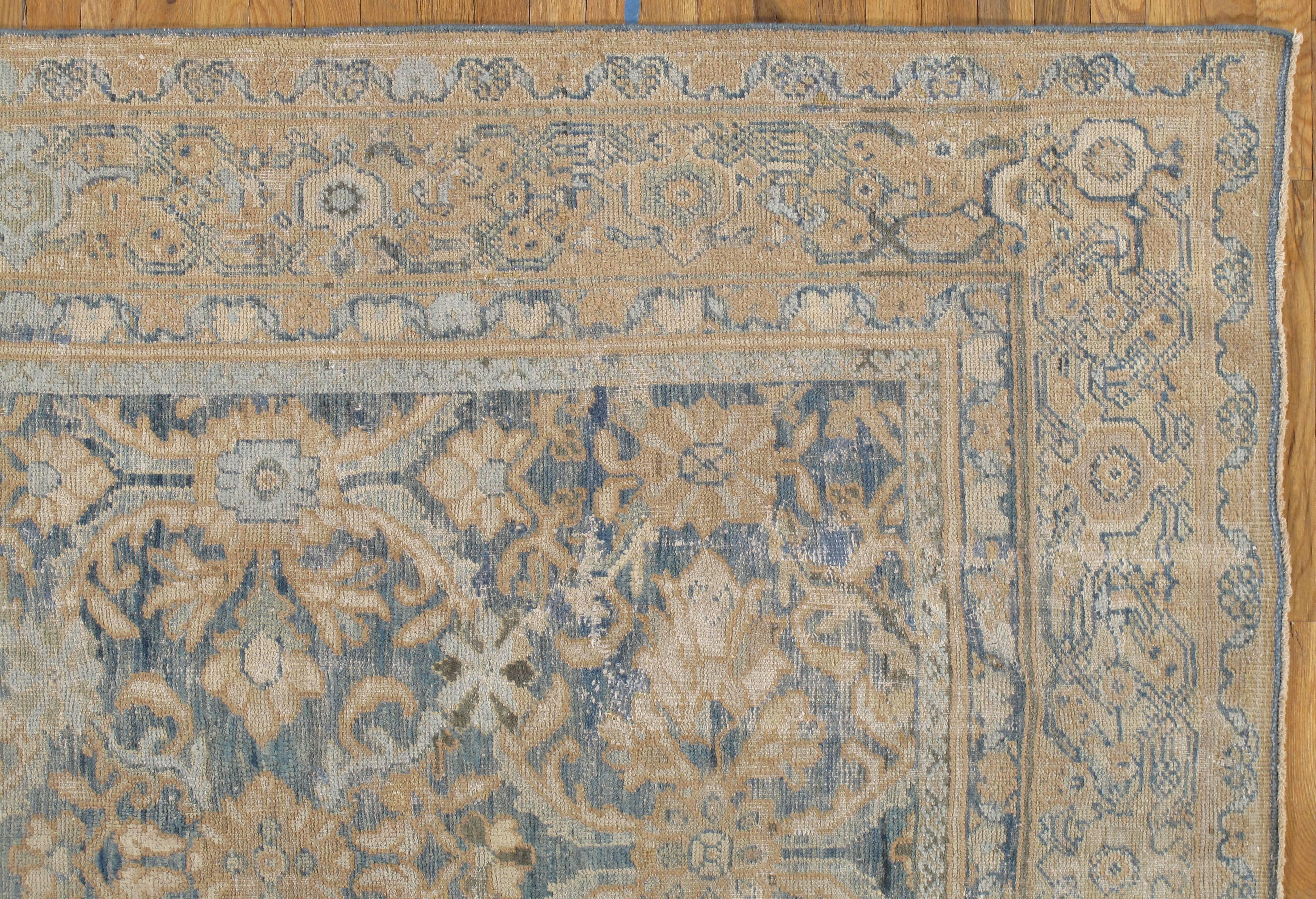 Hand-Knotted Antique Persian Sultanabad Carpet, Handmade Oriental Rug, Light Blue, Taupe Fine