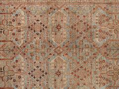 Antique Tabriz Rug, Handmade Oriental Rug in Terracotta, Light Blue and Taupe