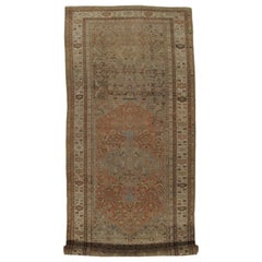 Vintage Gallery-Size Bijar Runner, Handmade Oriental Rug, Taupe, Terracotta