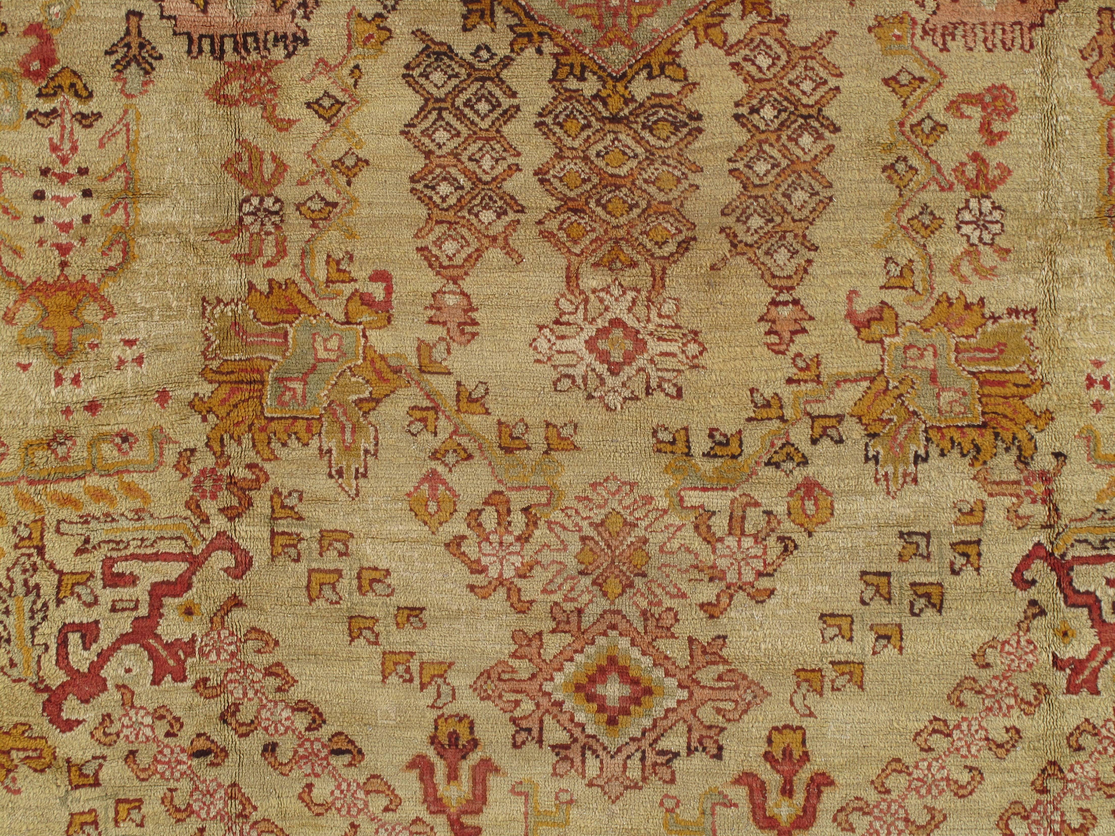 West Anatolia is one of the largest weaving regions in Turkey. Since the 15th Century, Turkish rugs have always been on top of the list for having fine Oriental Rugs. 
Oushak rugs such as this, are desirable in today’s highly decorative market. A