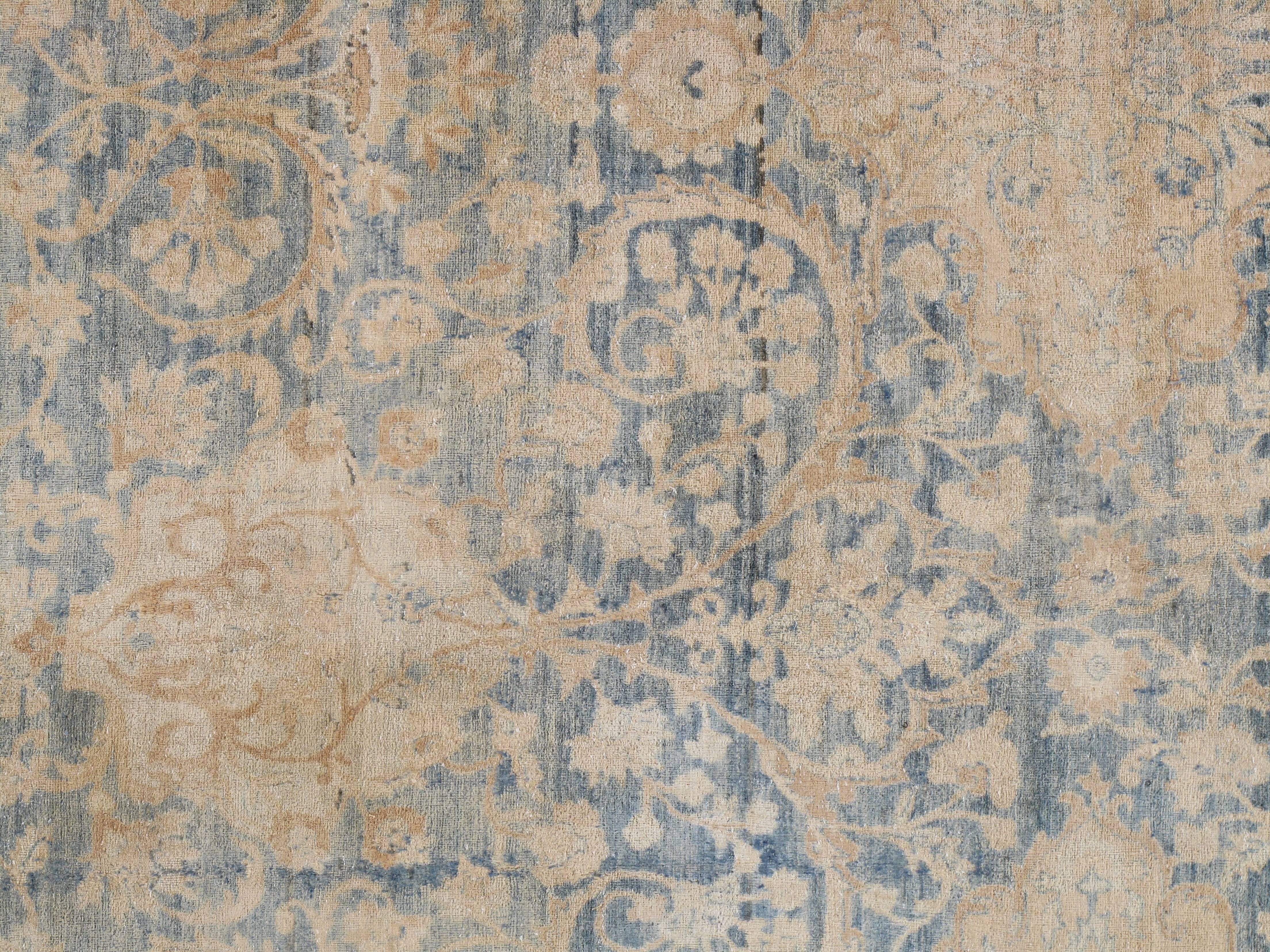 Hand-Knotted Antique Persian Lavar Kerman Carpet
